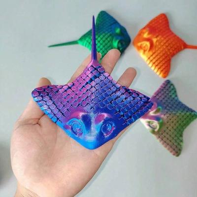1pc Kit Modèle Articulé Poisson Raie Manta Imprimé en 3D - Animal Marin Raie Diable Anti-Stress - Décoration Cadeau Créatif