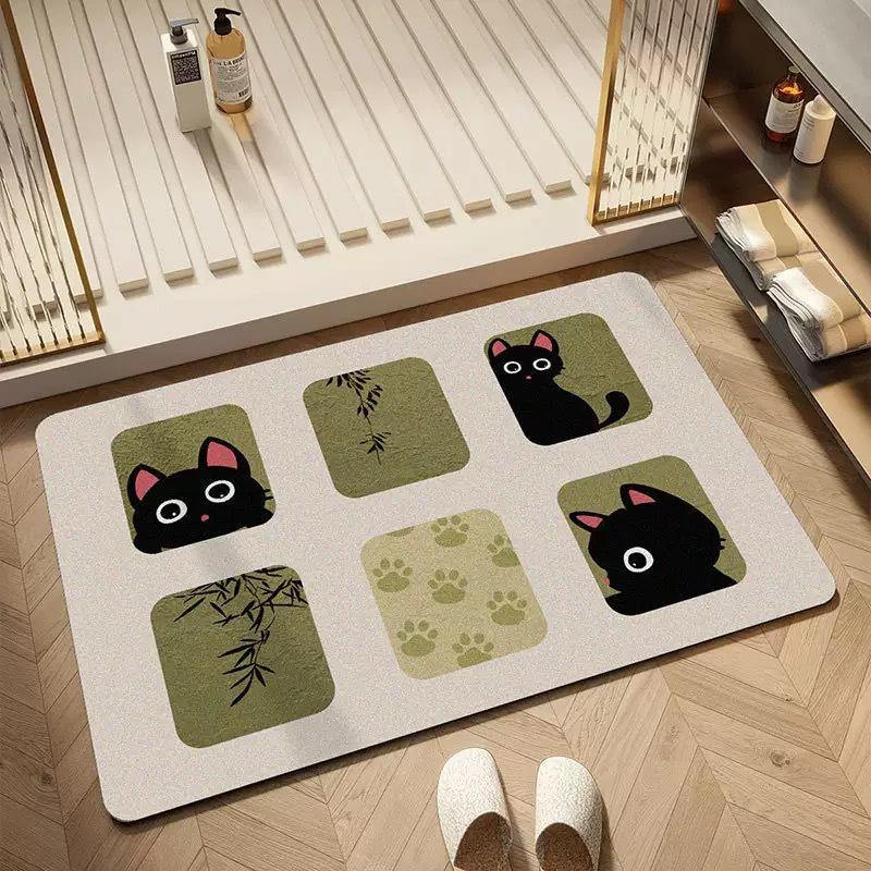 Cartoon Cat Non-Slip Water-Absorbent Bath Mat - Dirt-Resistant & Easy-to-Clean Rug
