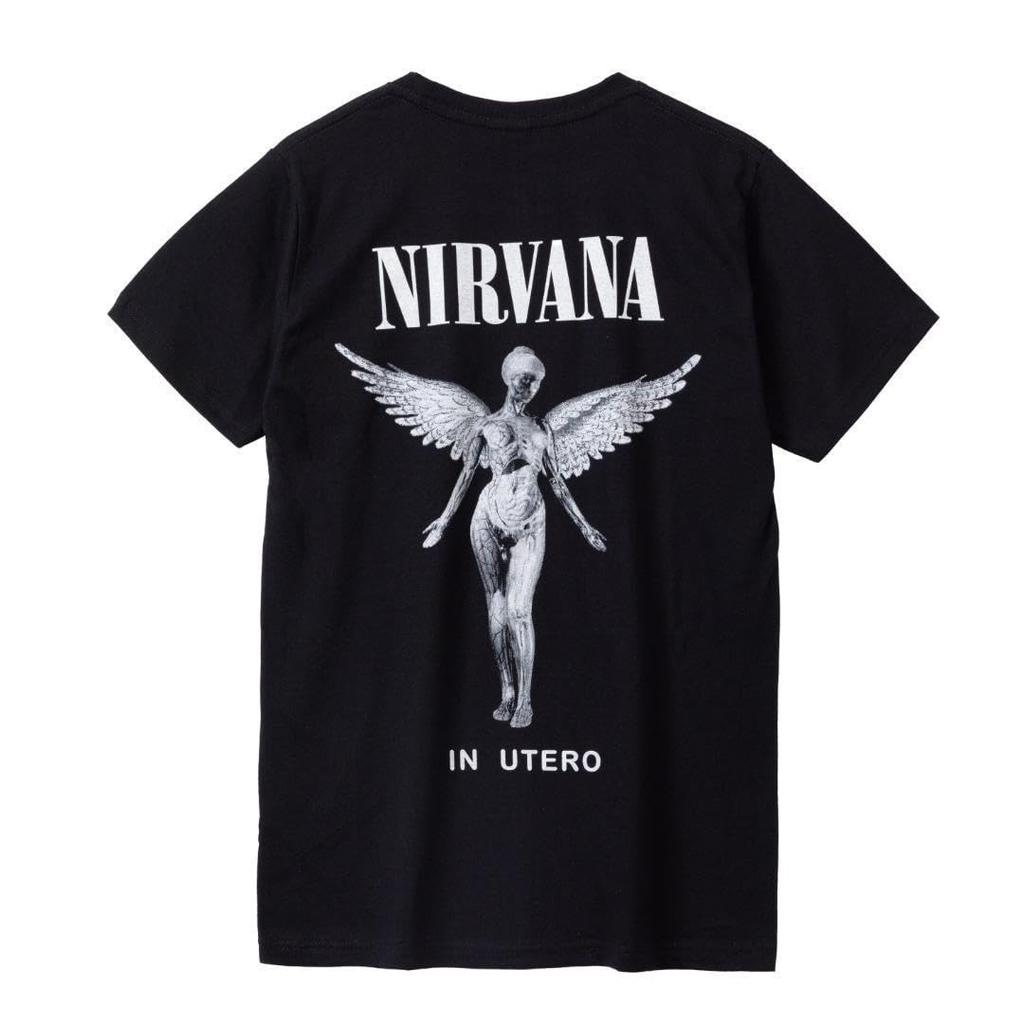 NYARO Nirvana Angel Rock T-Shirt, Music, Short Sleeve, 100% Cotton, Men's, Retro Back Print (L)