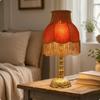 Lamp with Retro Fabric Shade, Elegant Fringe