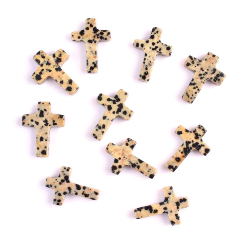 Pack of 19 Crystal Crosses Charm Holeless Design Natural Energy Enhancers for Meditations Home Office Desk Decors Craft