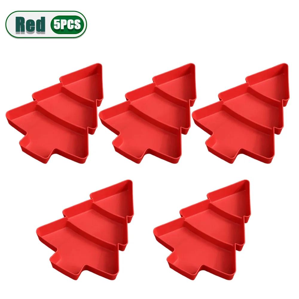 1-10PCS Holiday Christmas Plastic Snack Plates Candy Fruit Divided Trays Tree Shape INS Style Home Table Party Decor Supplies