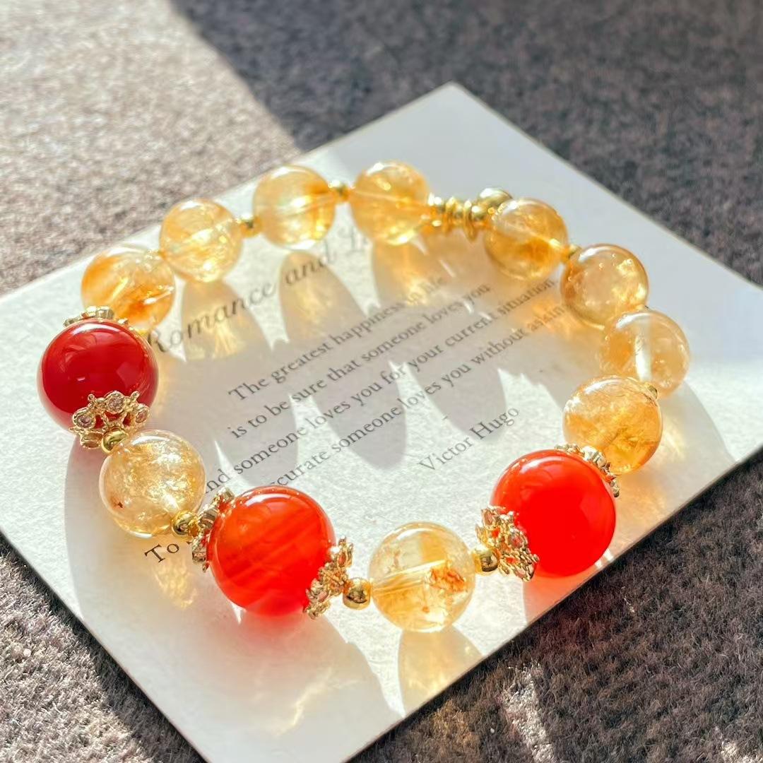 Maillard Style High Quality Natural Tiger S Eye Citrine Chalcedony Bracelet Bracelet