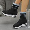 Bottes Chaussettes Tricotées Grande Taille pour Femmes Nouvelle Plateforme Talon Compensé Invisible Légères à Enfiler Automne