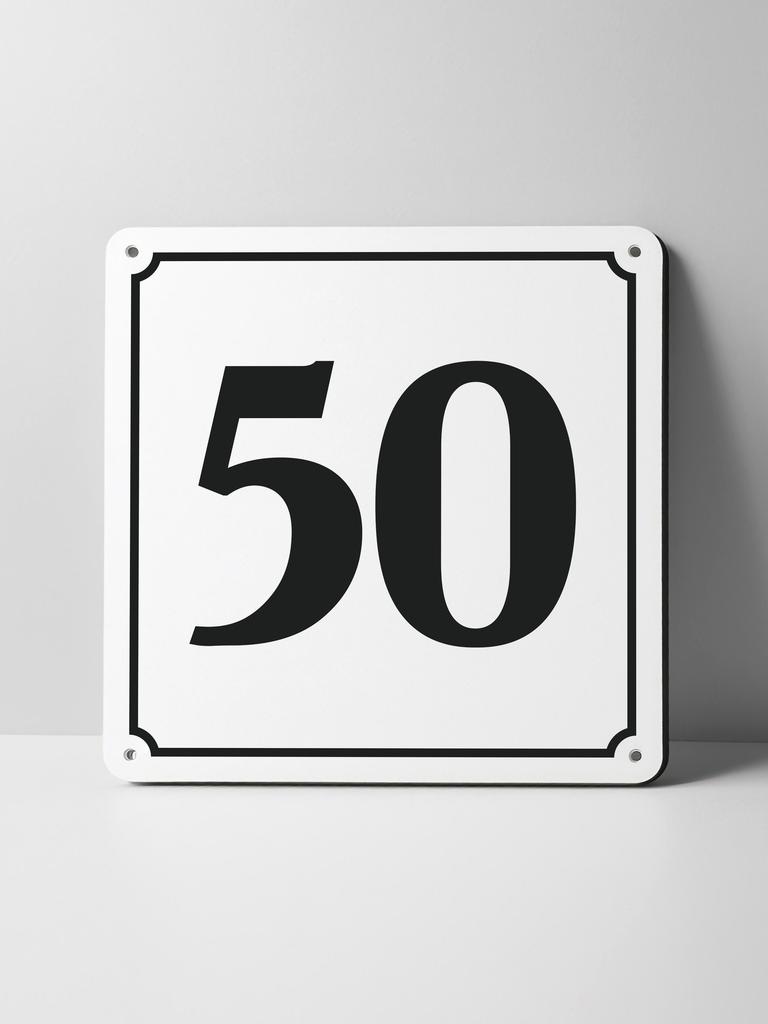 Metal Sign Black House Number On White Background Outdoor Wall Art Decor