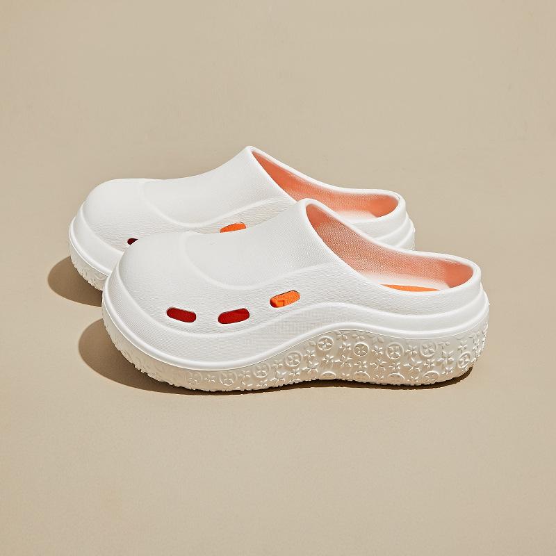 

Летние сандалии с толстым носком и высокой подошвой, туфли-мюли с отверстиями 35 белый