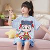 Girls Modal Cotton Pajama Set Short Sleeve Lightweight Sleepwear Cartoon Print Home Outfit Kids