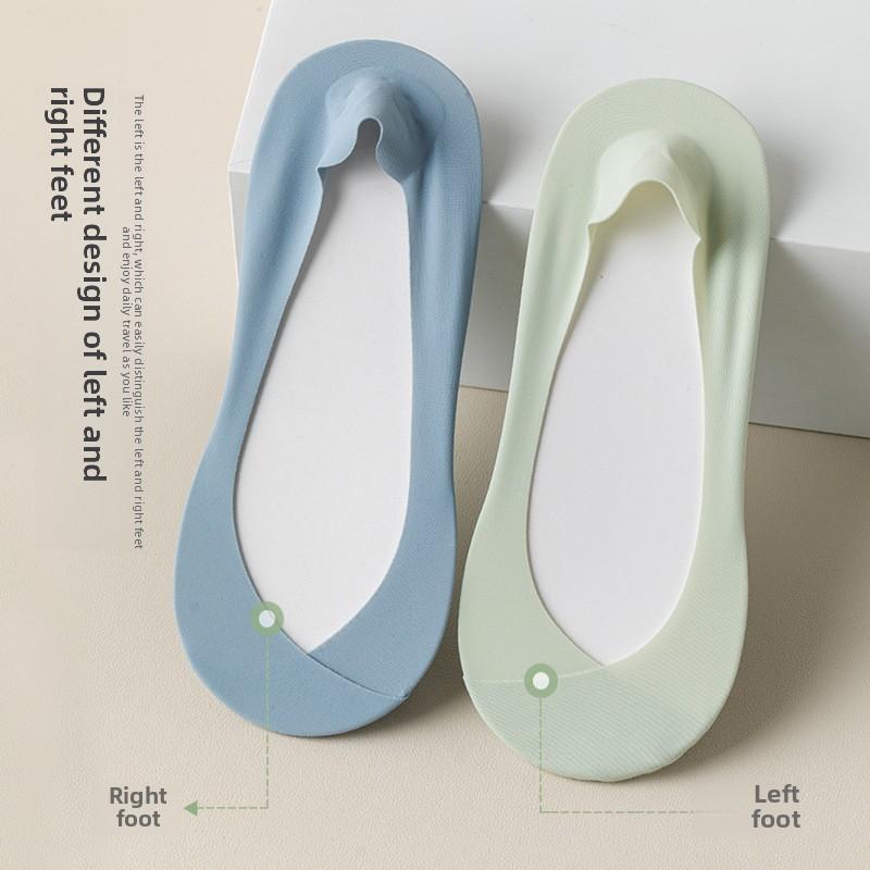 5 Paar Eis Seide Bootssocken Damen Sommer Dünne Rutschfeste Fersen Socken Socken Flacher Ausschnitt Unsichtbare Socken