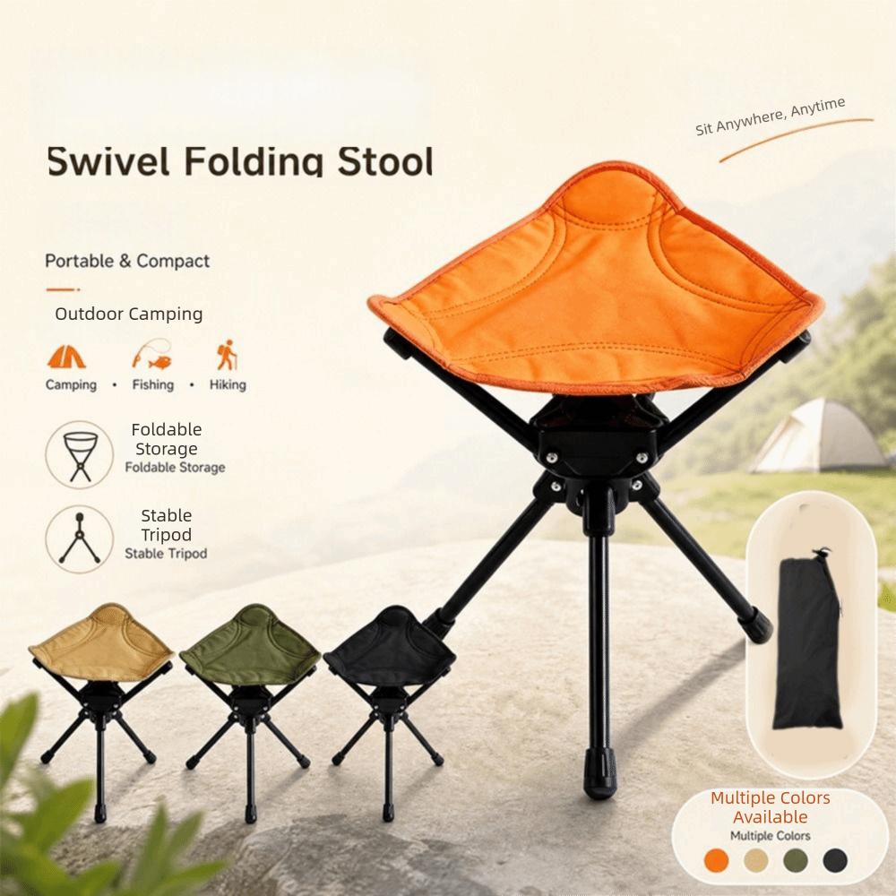 Foldable Folding Rotating Stool Wear-resistant Fishing Chair Portable Mazza Stool Outdoor Camping