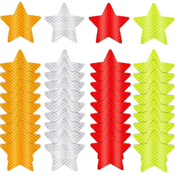 40Pcs Star Shape Reflective Stickers, Warning Safety Reflector Stickers for Kids, Waterproof Safety Helmet Stickers for Vehicles, Bicycles,