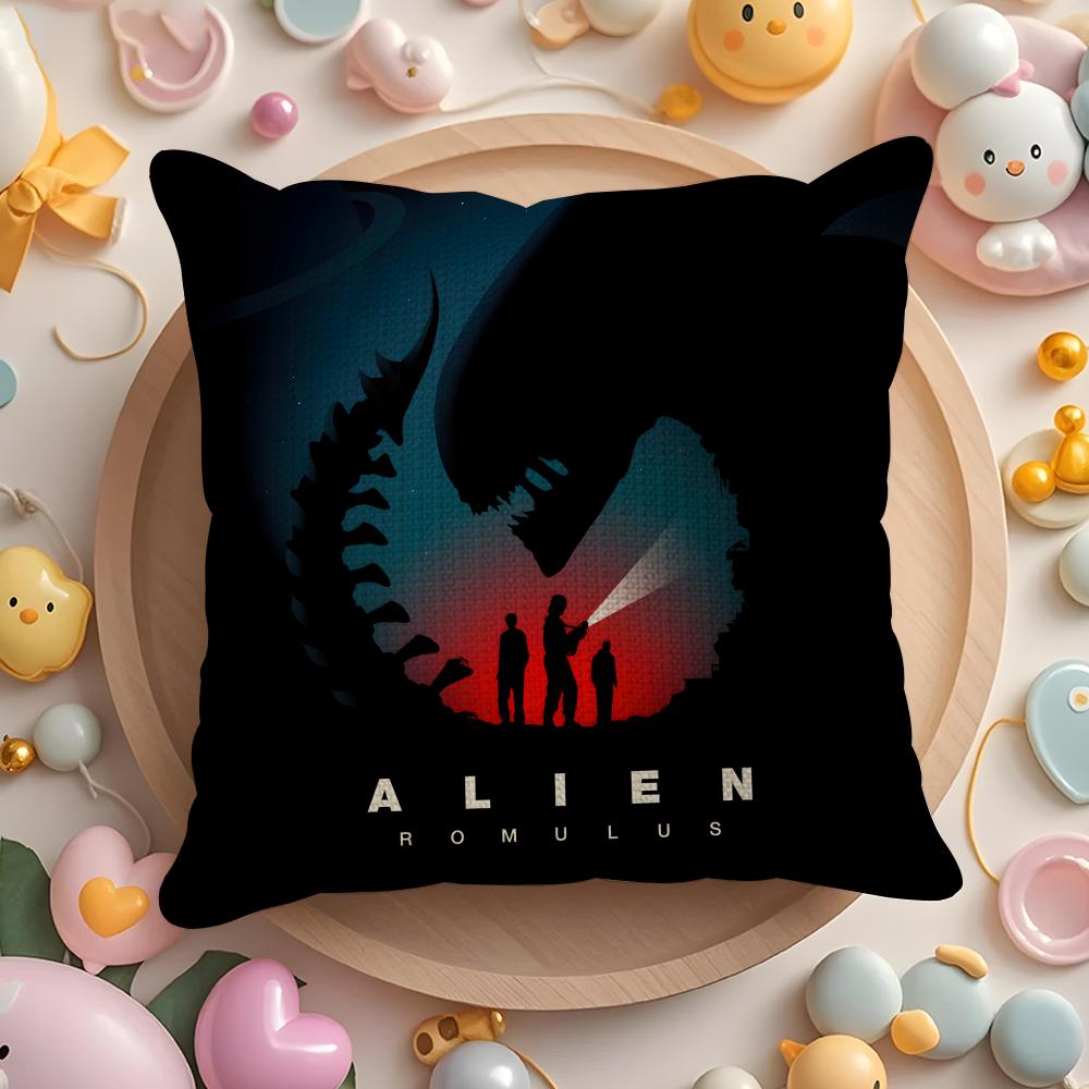 Horror Movie A-Alien Cushion Cover Linen Organic Fabric Double-Sided Printing Breathable Pillow Case Sofa Home Decor Gift