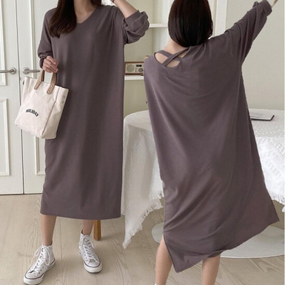 From Heart Women S Back String croSS Boxy Fit Long dreSS