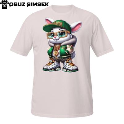 Gangsta Bunny Hip Hop Tee – Cool Rabbit In Green Jacket with Bling