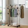 miflame Extendable Double Rod Clothes Drying Rack with Wheels