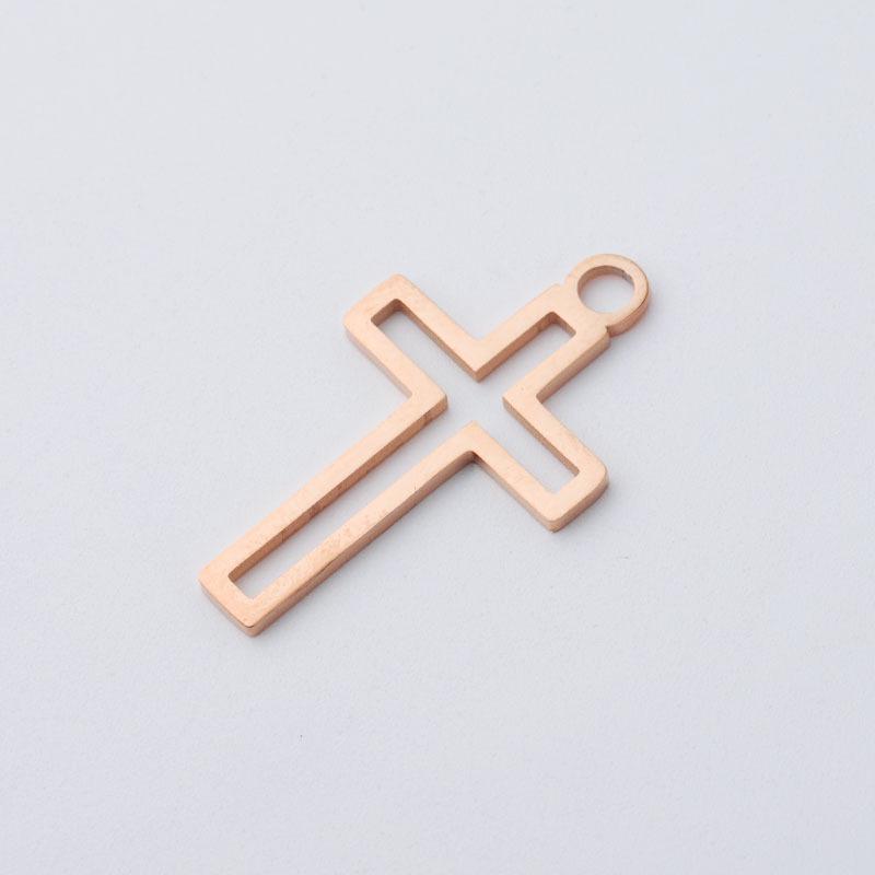 Trendige Edelstahl Aussparungs-Kreuzanhänger Hip-Hop Halskette für Damen