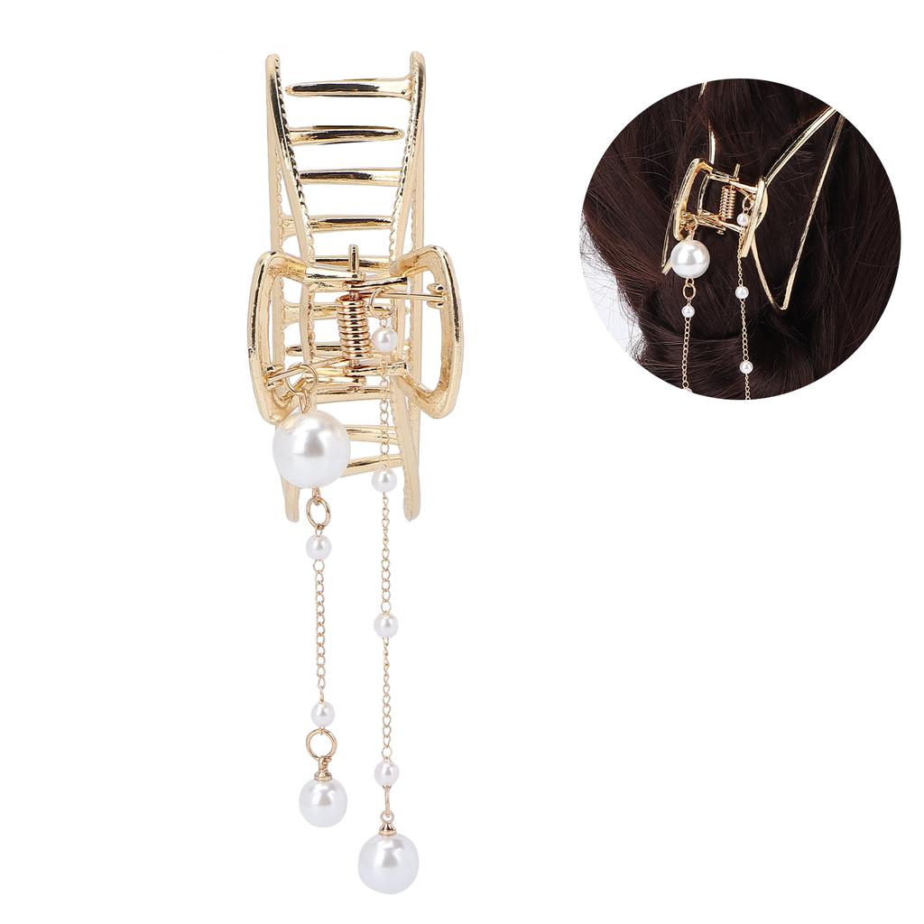 Hair Claw Clips Alloy Strong Hold Non Slip Artificial Pearls Hair Styling Accessories for LadiesHalf Round