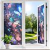 Window Privacy Film Stained Glass Flower Butterfly Decorative Window Sticker Heat Control Non-Adhesive Static Glass Cling for Home Bathroom Kitchen