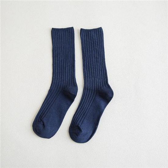 1 Pair Women Cotton Loose Socks Autumn Winter Knitting Solid Color Long Black Pink Korean Japanese Student Girls Stockings Retro