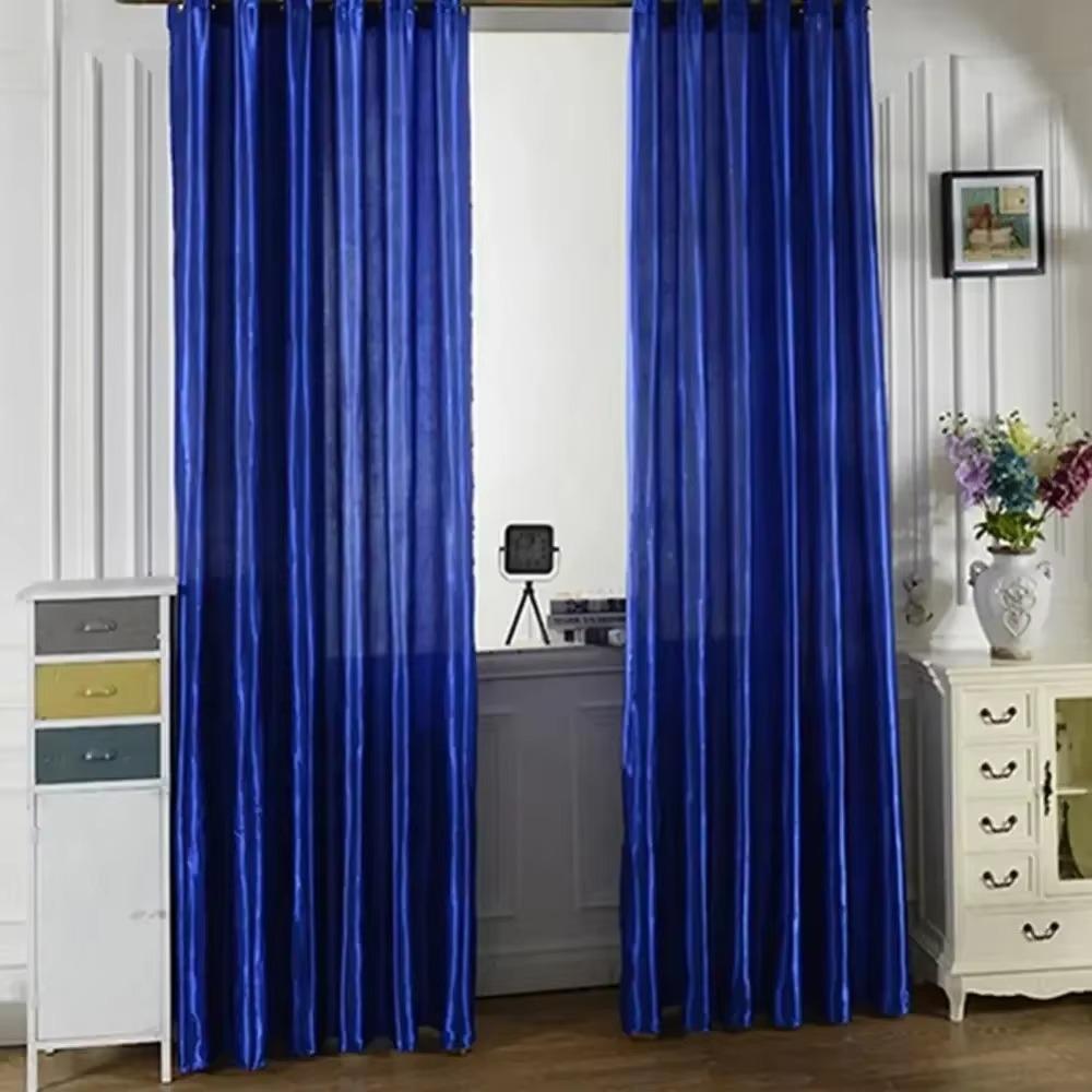 Half Blackout Window Curtain Satin Tulle Bedroom Curtain Modern Blackout Curtains  Home