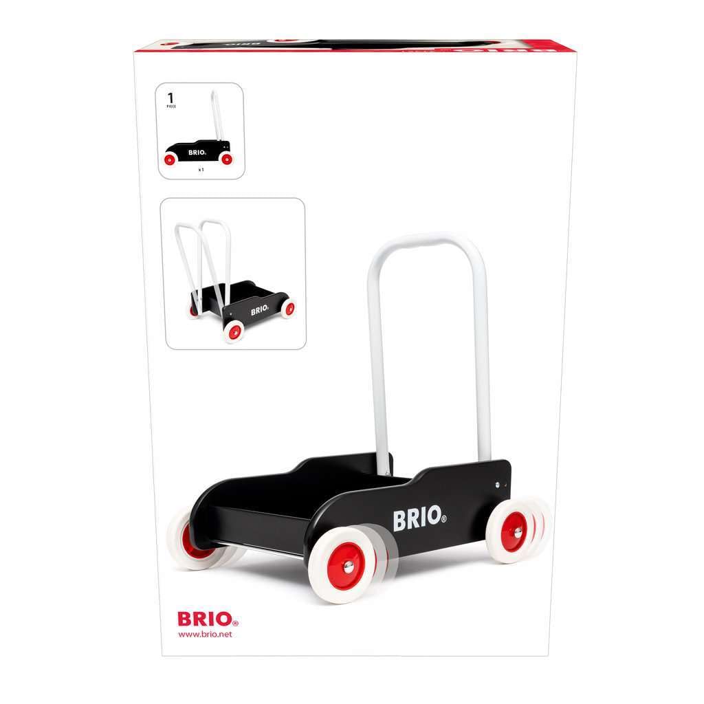 BRIO Push Cart, Black, 31351, for ages 9 months and up. [Toy, Wooden Toy, Gift (Birthday/Christmas)]