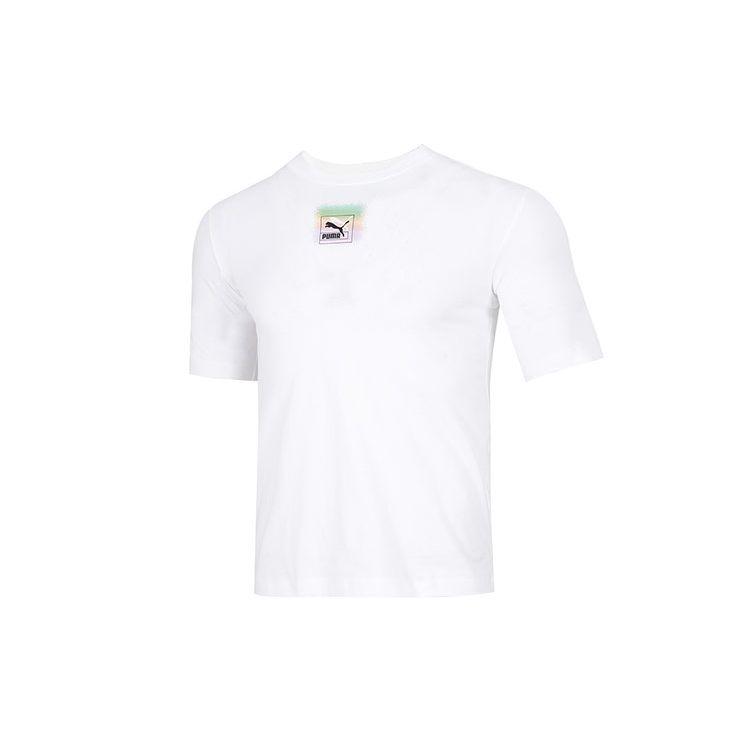 

Puma Logo Print Round Neck Pullover Short Sleeve T-Shirt Women Tops White 673664-02 L