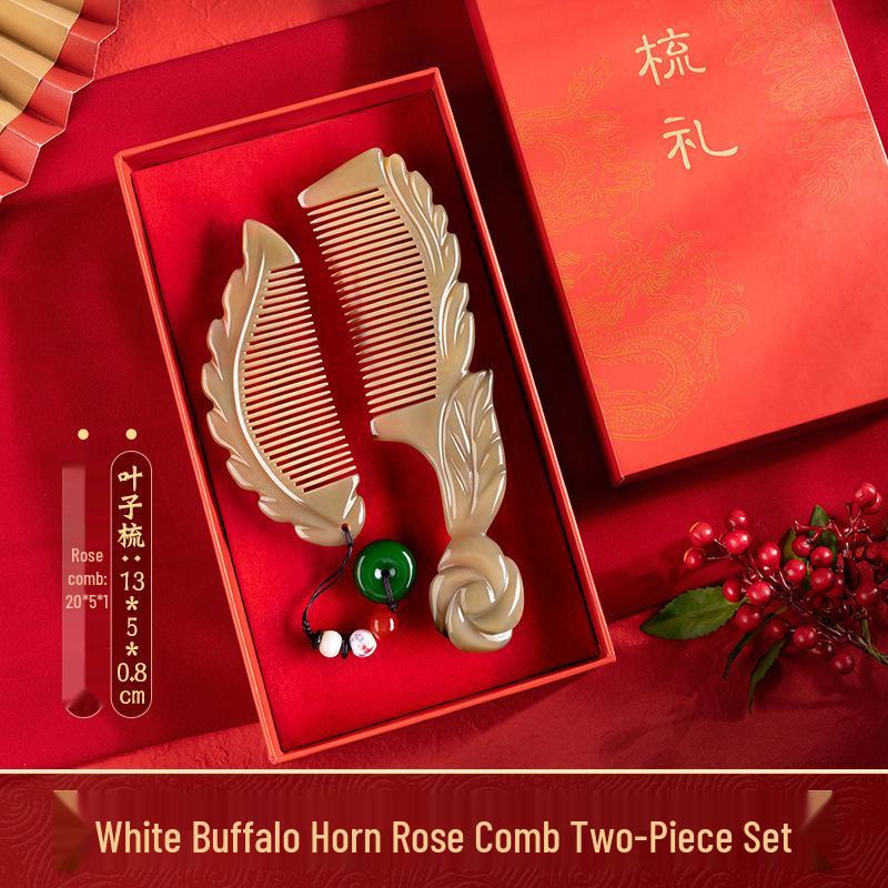 

Natural Yak Horn Comb Gift Set for Women – Perfect for Weddings, Couples, Birthdays, and Anti-Frizz Care