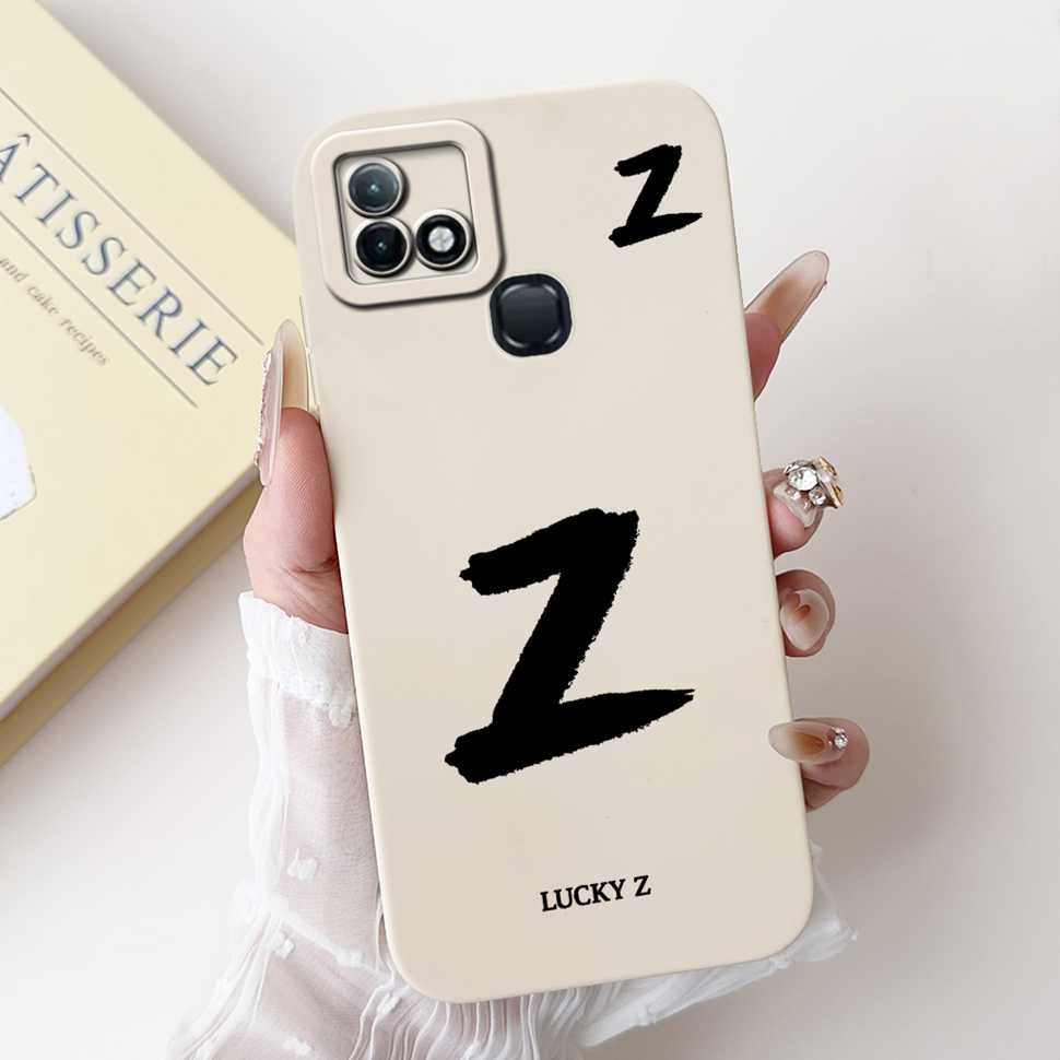 For Infinix Hot 10i X659B Case White Lucky Letters A-Z Soft Silicone Cover For Infinix Hot10I Smart 5 Pro 6.52 " Phone Cases