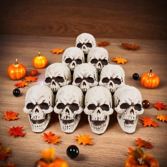 10Pcs Halloween Skeleton Decor Mini Skulls for Party Realistic Skull Props Thrilling Table Decoration