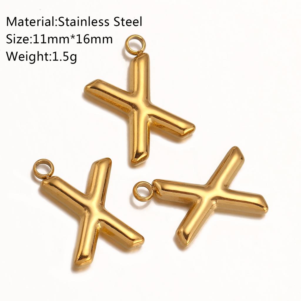 3Pcs Initial Charms 3D Stainless Steel English Letter Pendant 18K Gold Color PVD Plated Bubble Alphabet Charm DIY Jewelry Making