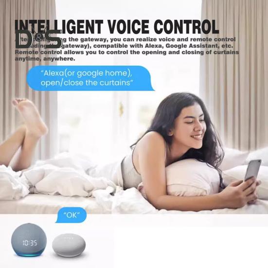 Smart Automatic Curtain Opener with Light Sensor High-Performance Motor Voice Control Universal Simple Installation Curtain Opener