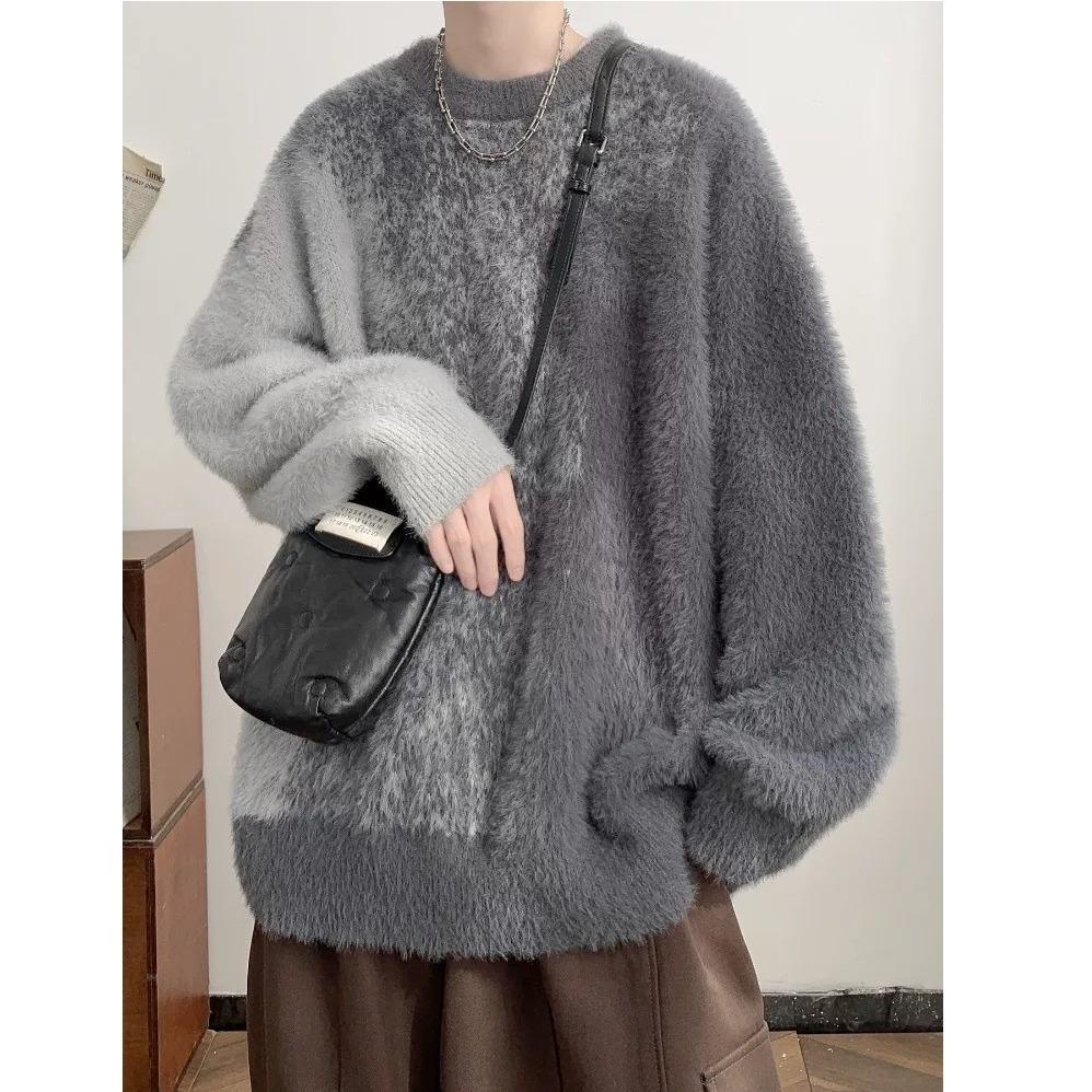 Мужской свитер с градиентной расцветкой: Модная объемная вязаная одежда Осень/Зима 2025 M