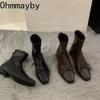 Square Toe Woman Thick Heel Ankle Boots Fashion Butterfly-knot Shoes Autumn Winter Femmes Mordern Short Botines De Mujer