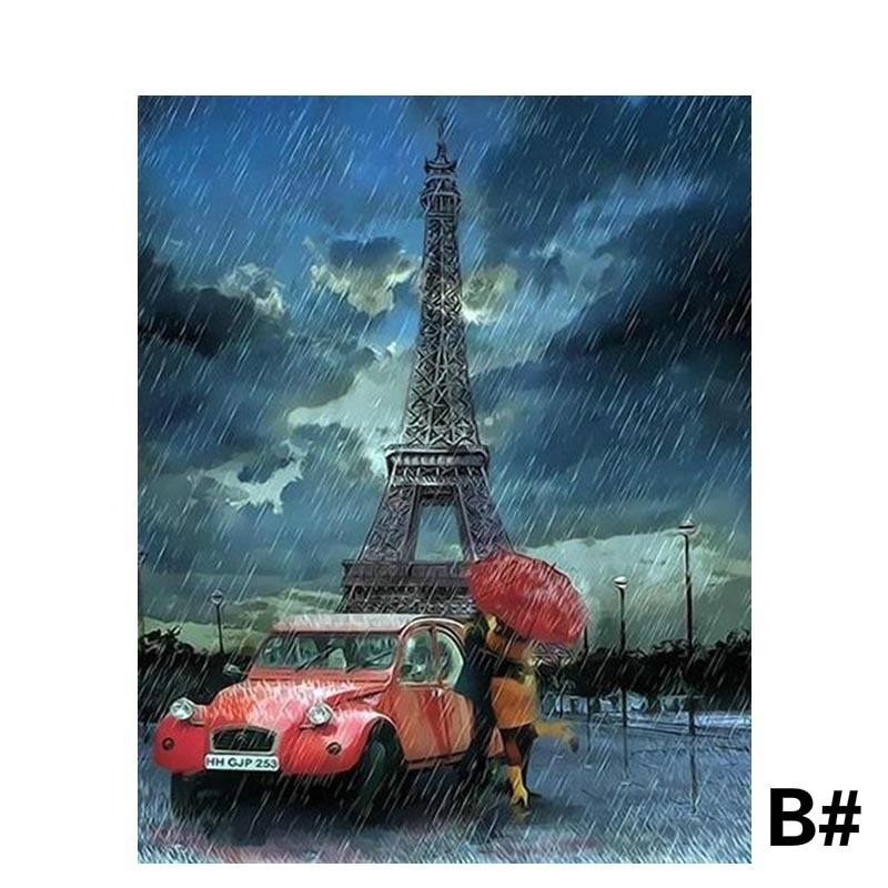 1Pc Paris Eiffel Tower Scenery Series DIY Oil Painting By Number Paint Drawing Coloring Number On Canvas Handmade