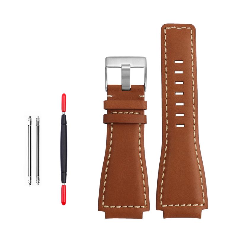 35-24mm konvexes Rindslederband Für Bell Ross B&R BR-01 BR-03 Herren Echtes Leder Uhrenarmband Silikonkautschuk Wasserdichtes Uhrenarmband