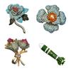 Peony Pin with Sparkling Rhinestones Handmade Alloy Floral Accessory With Enamel Detailing Jewelry For Formal Occasions