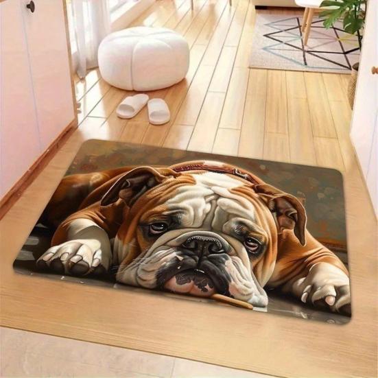 Realistic Animal Floor Mat 3D Optical Illusion Rug Cute Cat Design Entrance Rug Non-slip Dog Doormat for Bathroom Kitchen Living Room Bedroom