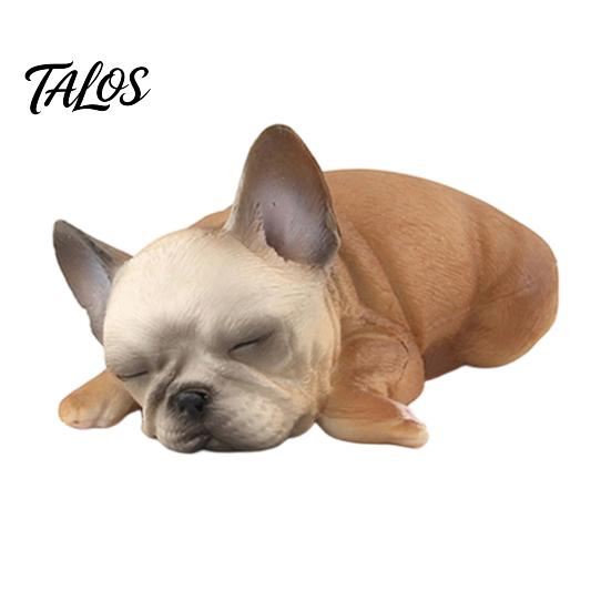 Realistic Animal Model Simulated Sleeping Dog Model, Lying French Bulldog Figurine, Mini Puppy Home Decor PVC Educational Toy for Toddlers Boys Girls