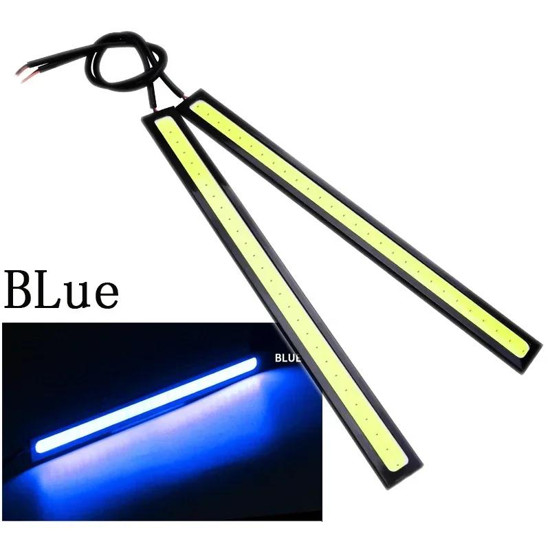 

Светодиодные автомобильные дневные ходовые огни COB, сверхъяркие, с низким потреблением энергии, автомобильные противотуманные фары DRL, фары DRL, атмосферные, водонепроницаемые, 12 В синий