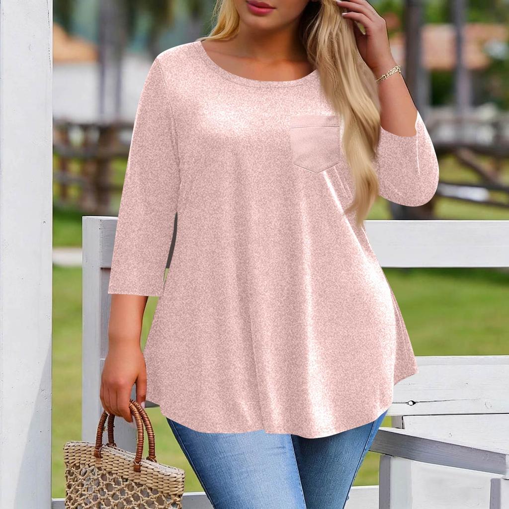 Women's Plus Size Fashionable Casual Loose-Fit Blouse With 3/4 Sleeves