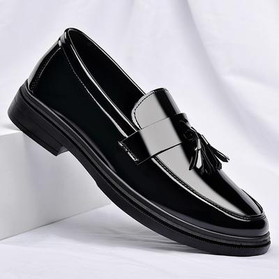 Patent Leather Mens Loafers Fashion Men‘s Casual Shoes Black Business Shoes Office Work Shoes Party Wedding Formal Dress Shoes