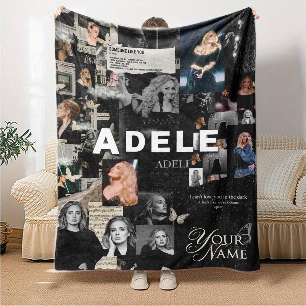 Name Custom Adele Print Flannel Blanket High Quality Warm Comfortable Cover for All Seasons Perfect for Gifts Home Decor
