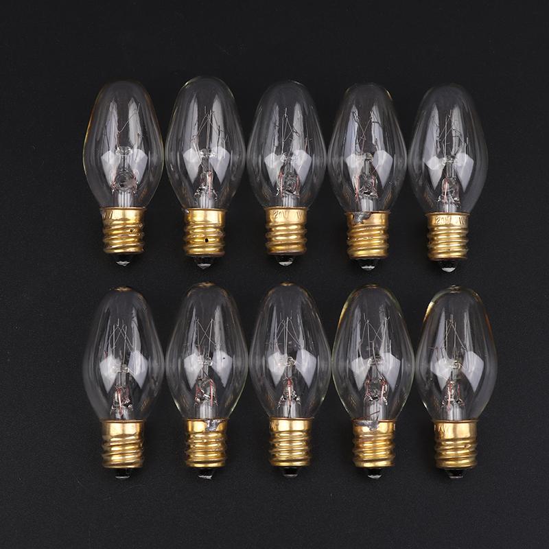 10Pcs E12 120V 7W Transparent Warm Yellow Color Tungsten Lamp Light Bulb For Decoration Salt Rangehood Refrigerator Lamp