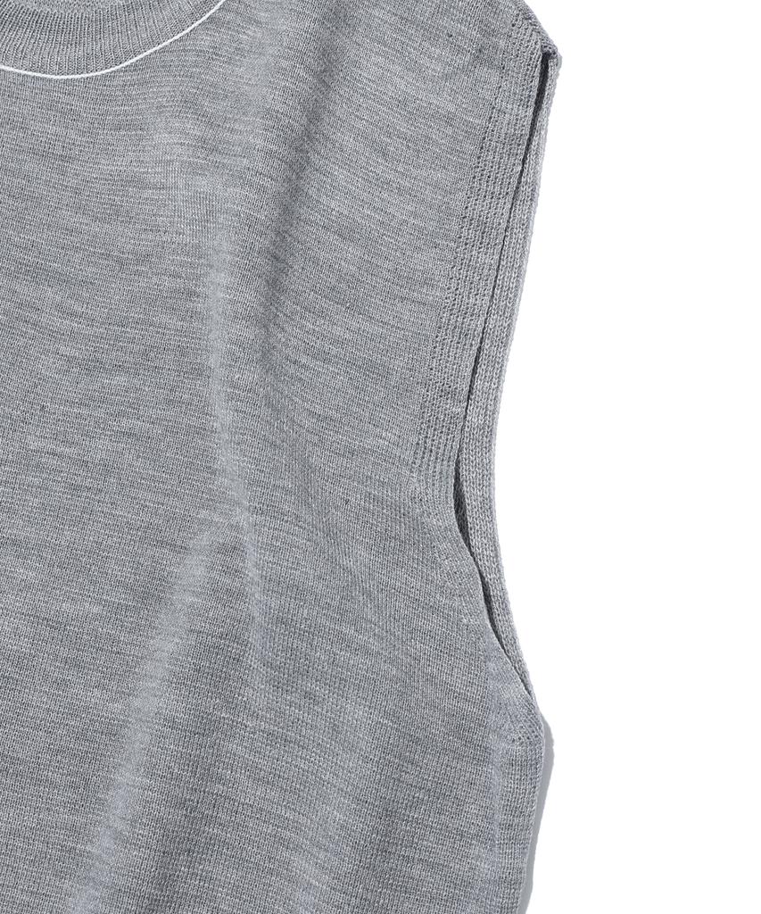 Aott Unisex Top Stitch Crew Neck Knit Vest Gray