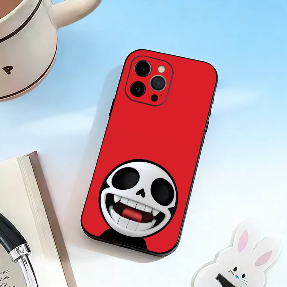 

D-Skull Design Phone Case For iPhone 17,16,15,14,13,12,11 Plus,Pro Max,XS,Soft Silicone Black Cover iPhone12