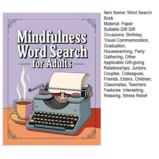 Kniha hledání slov mindfulness pro dospělé Relaxační kniha puzzle pro úlevu od stresu a úzkosti Uklidňující hádanky hledání slov pro udržení vaší mysli v klidu