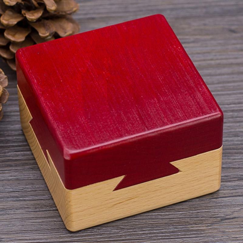 Wooden Magic Puzzle Box, Wood Secret Opening Puzzle Box Mysterious Box Gift for Kids Adults Surprise Brain Teaser