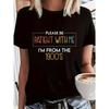 Womens Please Be Patient with Me Im From The 1900s Graphic T-Shirt, Stretchy, Geometric Pattern, Dressy Tunic Top for All Seasons