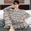 Men Pajama Sets Cotton Pijama Turn-down Collar Sleepwear Long Sleeve Spring Nightwear Male 2 Pieces Set Homewear