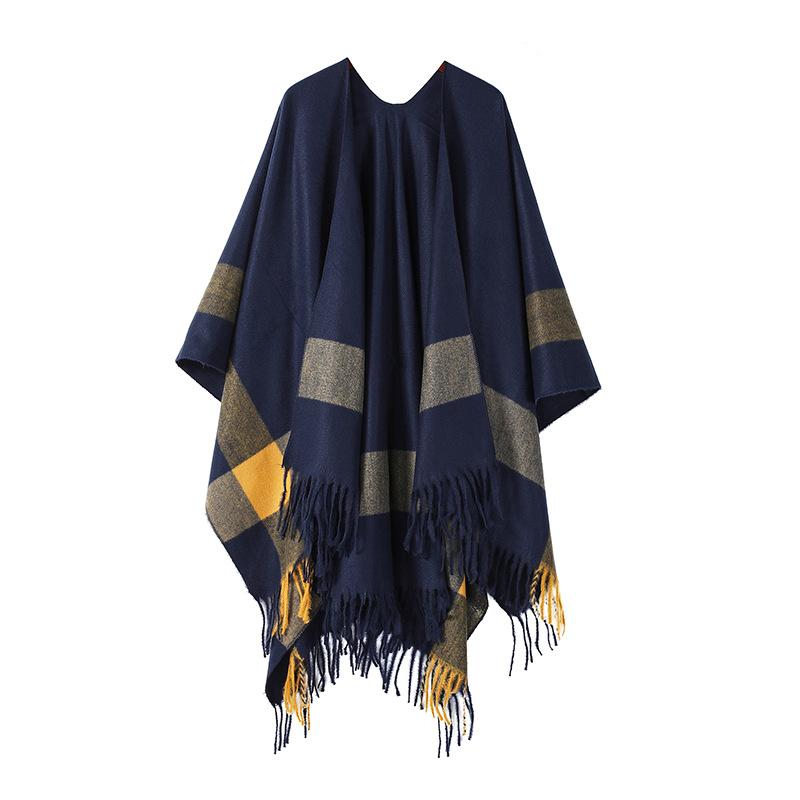 Striped Shawl Women'S Cloak Knitted Office Blanket Warm Fringed Cloak