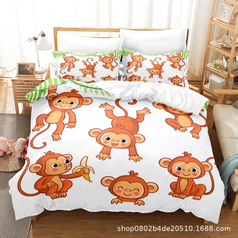 Sample Digital Printed Sheet Bed Quilt Bedding Home Textiles Cartoon Three-Piece Set